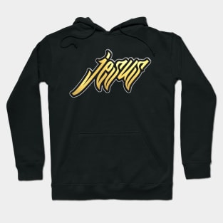 Shiny black and Gold JESUS word ver6 Hoodie